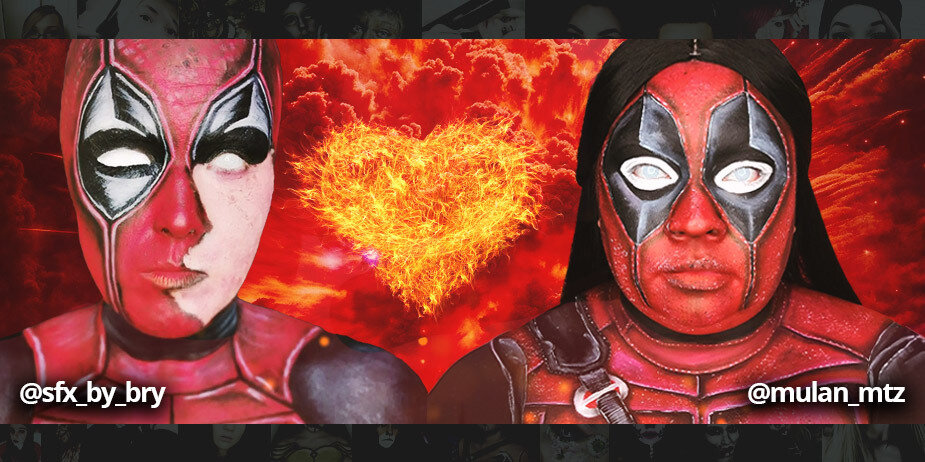 Costumi Cosplay e Trucco di Deadpool e Wolverine con Lenti a Contatto Colorate