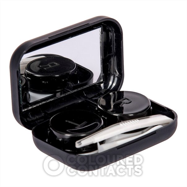 Coloured Contacts Travel Lens Case Kit Black | Lens Storage Cases