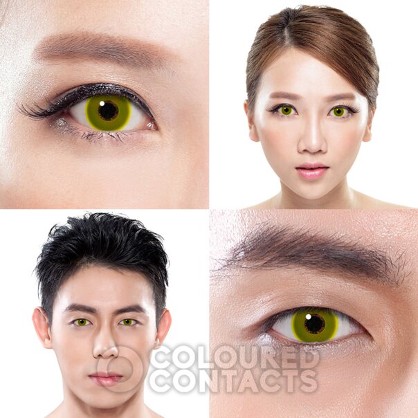Yellow UV i-Glow 30 Day Colored Contact Lenses, Rave Party Contacts