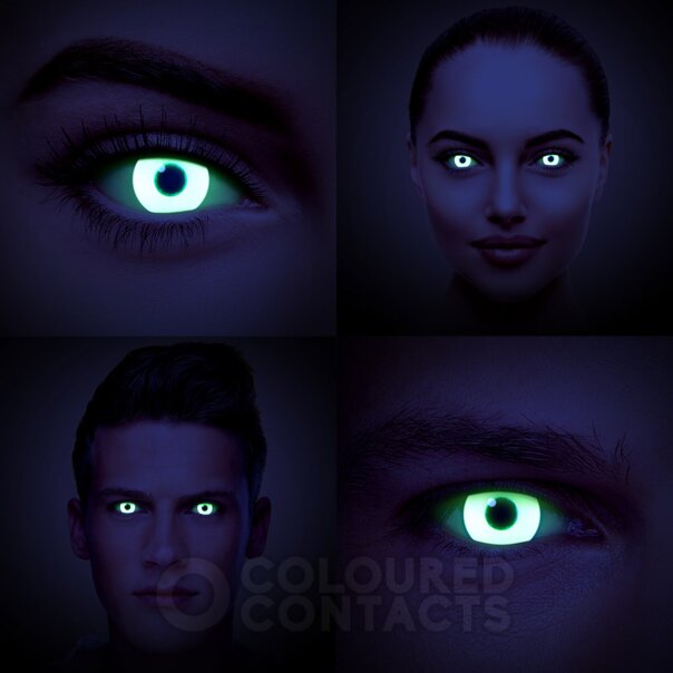 Lentes De Contacto De Color Verde UV i-Glow Zombie Halloween 1 Día
