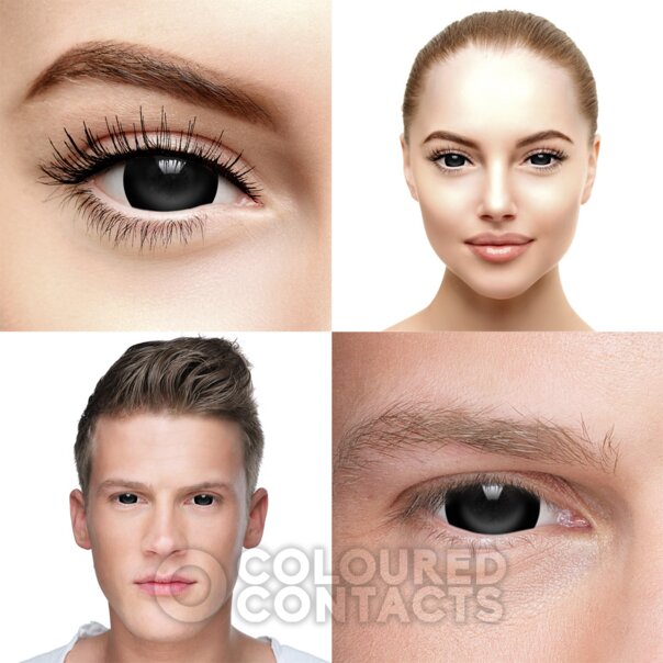Black Mini Sclera Prescription Coloured Contact Lenses (30 Day) | Coloured Contacts