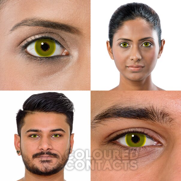 Yellow UV i-Glow 30 Day Colored Contact Lenses, Rave Party Contacts