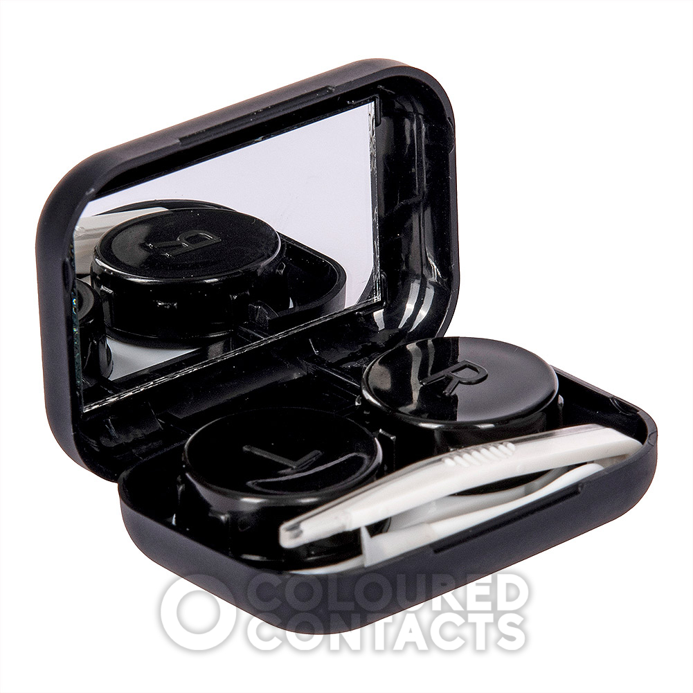 Coloured Contacts Travel Lens Case Kit Black | Lens Storage Cases