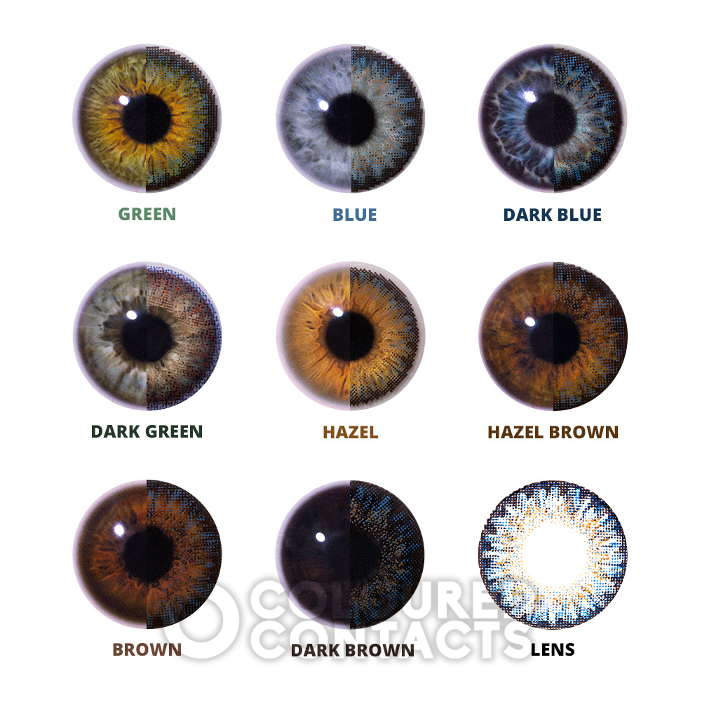 3 Tone Blue Contacts No Prescription, Soft Natural Colored Contacts